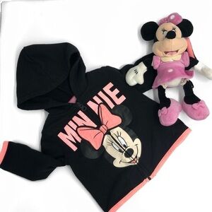 DISNEY | Minnie Mouse Zip Up Hoodie Plush Toy 3-6m